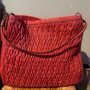 Red 100% Leather Vintage Coach Shoulder Bag